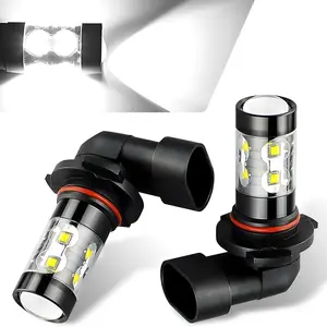 2 Pcs Car H11 9005 LED Fog Light Bulbs Driving Lights, 50w 6000k Light, 360° Illumination, Universal Fit for Most Cars, Alloy Lamp Body, Cree Chips