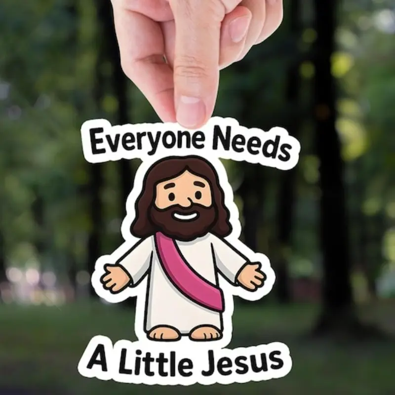 5pcs interesting Jesus stickers: Christian stalk map car stickers-laptops, water cups, Car Decorative Sticker