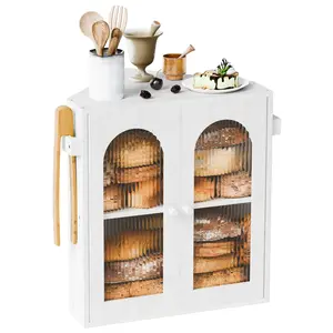 Hausneed Kitchen Countertop Corner Bread Box Large Double-layer Bread Storage Container Suitable for Homemade Bread Kitchen Counter Black Bread Rack Cabinet Storage Box Baked Goods