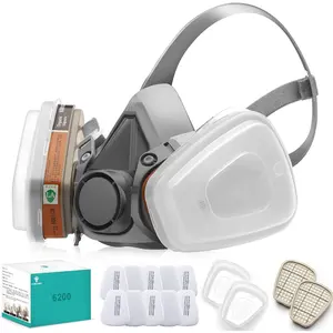 Respirator Gas Mask Reusable Half Mask with Filter for Painting, Spraying, Carpentry, Construction, DIY and Professional Work for Dust, Smoke, Organic Vapor, Chemicals, Asbestos 6200