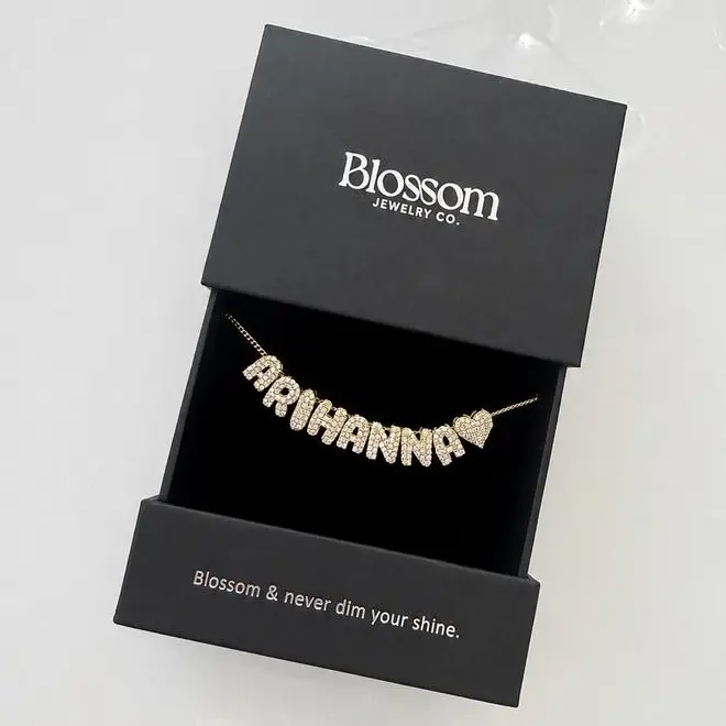 Bling Name Heart Necklace (Add name at checkout out under Add Note ( under payment info)