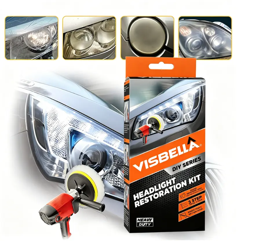 Pro-Grade Headlight Restoration Kit Complete Sanding & Polishing System | DIY Auto Shop Lens Clarifier with UV Coat