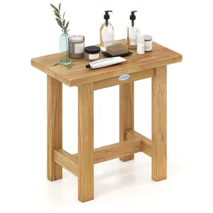 COSTWAY - 20 inch Teak Shower Bench Waterproof Shower Stool for Shaving Legs