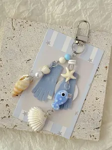 Cute Shell & Starfish & Fish Design Keychain, Fashionable Keychain for Women & Men, Trendy All-match Keychain for Birthday Gift, Cute Charms Keychain
