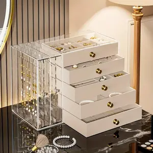 Clear Multi-Layer Jewelry Organizer, Large Capacity Stackable Drawer Box, Ideal for Bracelets, Watches, Rings, Earrings & Necklaces