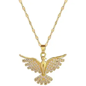 [Titanium Steel]Phoenix Spreading Its Wings Light Luxury Cross - border Personalized Elegant Necklace, Versatile Trendy Jewelry Jewelry Gifts Handmade Fashion Accessory multicolored cute