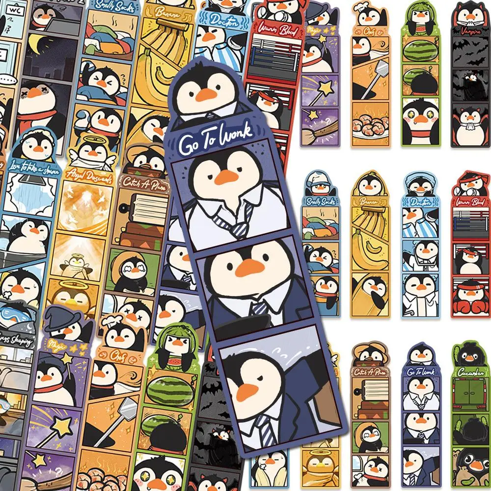 Penguin Series Bookmark Sticker, 30pcs/set Cute Penguin Pattern Bookmark Sticker, Decorative Sticker for Scrapbook, Diary, Notebook, Laptop, Water Bottle, Diy Sticker Paper, Cute Animal Stickers, Aesthetic Stickers
