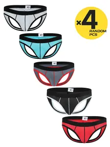 2/3/4 Pcs Random Color Men's Athletic Workout Gym Underwear Fine Mesh Breathable Thong, Wide Waistband, U-Pouch Design, Comfortable Fit for Outdoor Fitness, Sportswear, Activewear & Daily Wear