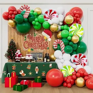 Christmas Balloon Garland Arch Kit Red Green Balloons 160pcs for Candy Merry Christmas Party Friendsmas Santa Claus Birthday Holiday Party Decoration (Red Green Gold)