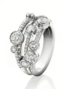 1 PC Elegant Cubic Zirconia Stackable Engagement Ring For Women For Wedding Engagement Party Jewelry Valentine's Day Gift Fashion Stackable Rings