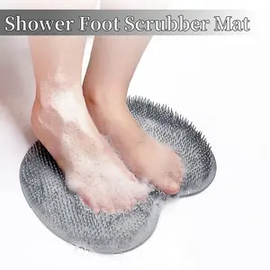 Shower Brush for Exfoliation: Silicone Foot Pad for Cleaning Back and Feet, Wall-Mounted, with Non-Slip Suction Cup, Bath Accessories