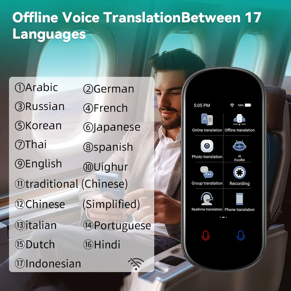Two-way Real-time Voice Translation Portable Language Translator, 138 Languages Accurate Offline/recording/photo Instant Translator with 3-inch HD Touch Screen, Digital Products