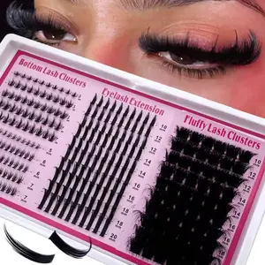 15 Rows Lash Clusters Spikes Eyelash Extensions, Spiky Lashes Extension, Thick Individual Cluster Lashes, with Spikes & Bottom Lashes, DIY Eyelash Extensions, Cosmetic Eyelash Extension
