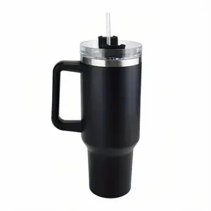 Stainless Steel Straw Cup Insulated Vacuum Bottle with Handle and Straw, Reusable Stainless Steel Straw Cup for Cold Hot Drinks