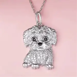 Maltese Dog Pendant Stainless Steel Necklace Elegant Pet Puppy Jewelry Animal Accessories Dog Lovers Gift