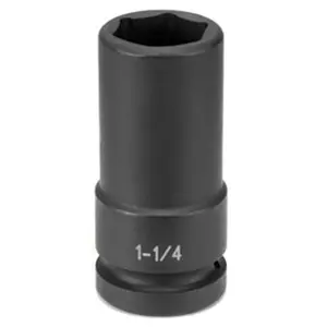 212 MAIN Grey Pneumatic 4040DT 1 in. Drive Alloy Steel High Torque Heavy Duty Metal Socket, 1.25 in. Size Extra-Deep Thin-Wall