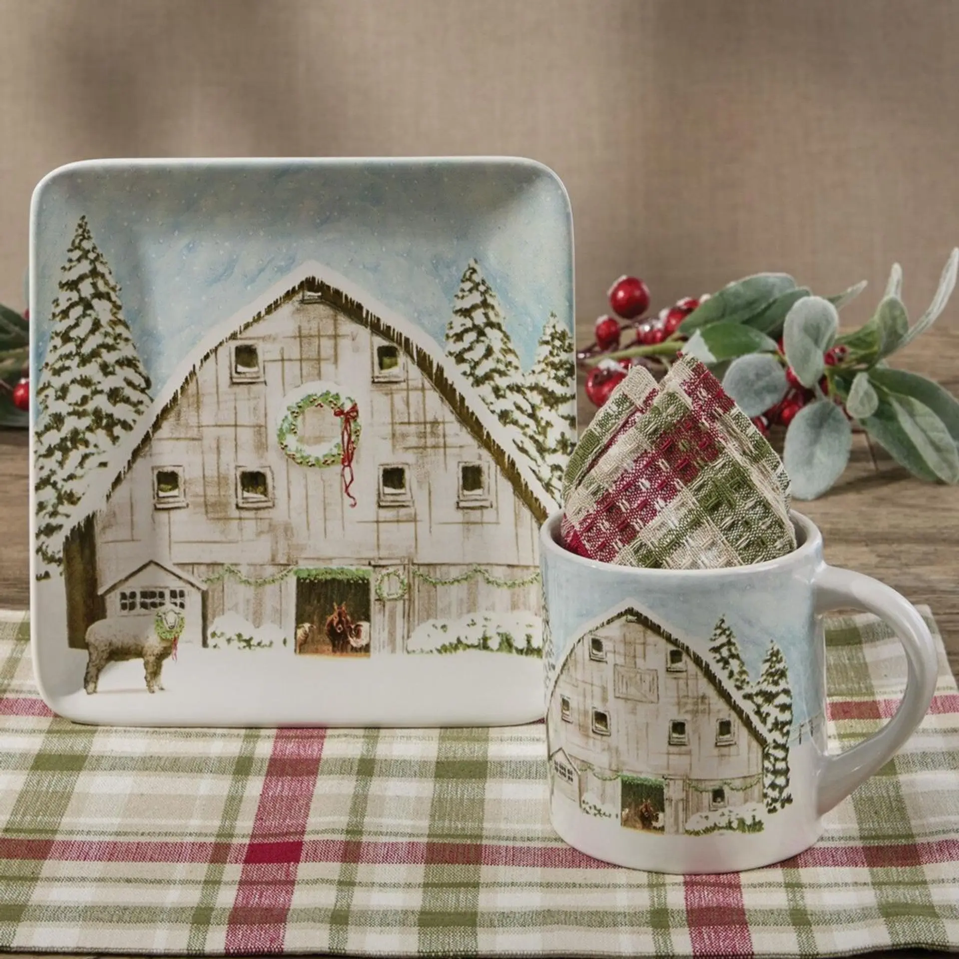 Christmas Barn Dinnerware
