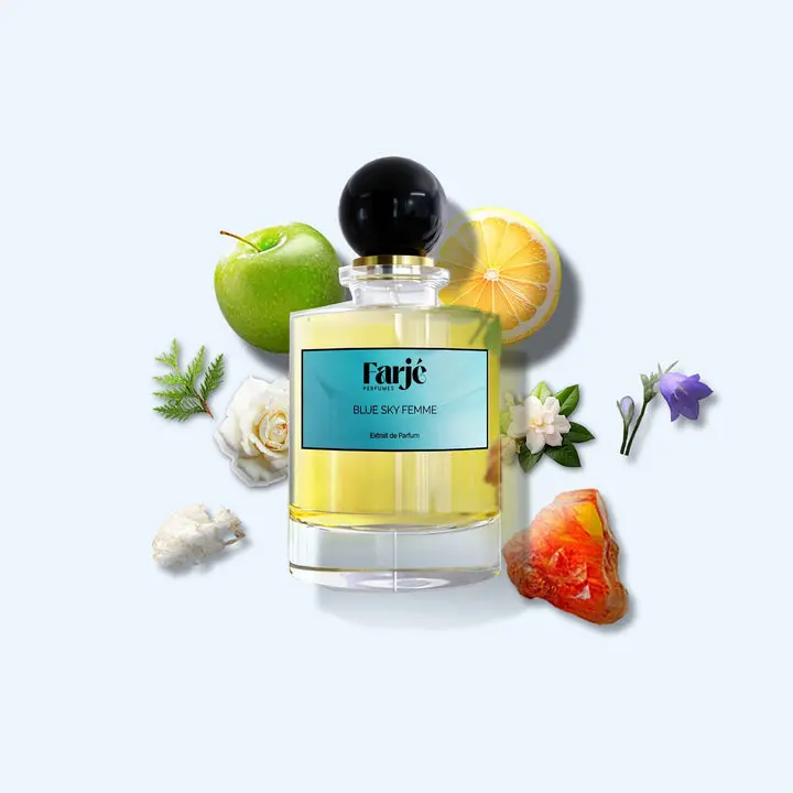 Farje Perfumes – Blue Sky Femme Extrait De Parfum Unisex 100ml – Finest Niche Quality Ingredients – Fresh Citrus Woody Fragrance with Sicilian Lemon, Apple, Jasmine and Amber – Clean, Bright and Long Lasting