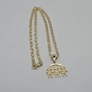 Gold-Plated Three Kids Pendant Necklace - Select from Various Options of Kids