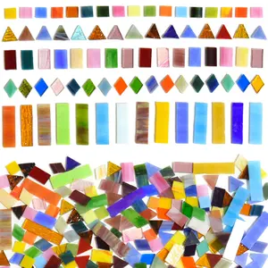 250g Mixed Stained Glass Fragments, Mosaic Glass Tiles, DIY Handmade Stained Glass Products, Square, Diamond, Triangle Shapes, Handmade Crafts