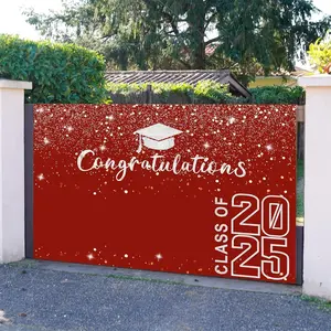 1PC,2D Flat Backdrop 2026 Graduation Party Backdrop, Congratulations Class of 2026 Decorative Background, Red Glitter Design with Graduation Cap, Perfect for Graduation Ceremony Photo Backdrop & Part