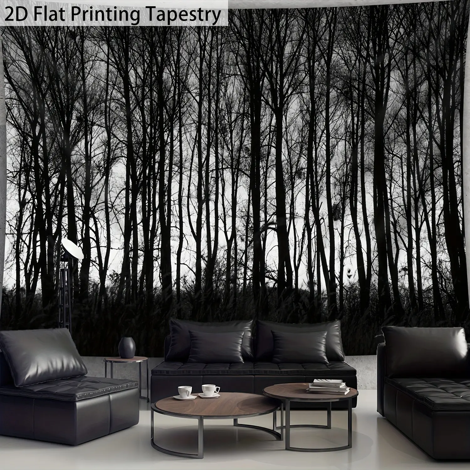 1 piece - Extra-large size - Silent and profound black-and-white landscape photo large-format digital printed tapestry, polyester aesthetic printed fabric, suitable for living room, bedroom, office, family room, party decoration, wall decoration