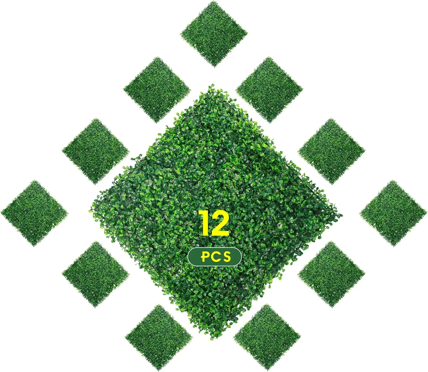 12-Piece 20"x20" Extra Thick Synthetic High-Density Polyethylene Decorative Artificial Boxwood Topiary Hedge Panels - UV/Sunproof, Interlocking Connectors, Lightweight, Easy Installation, Photorealism, Christmas Outdoor/Indoor Garden Decor