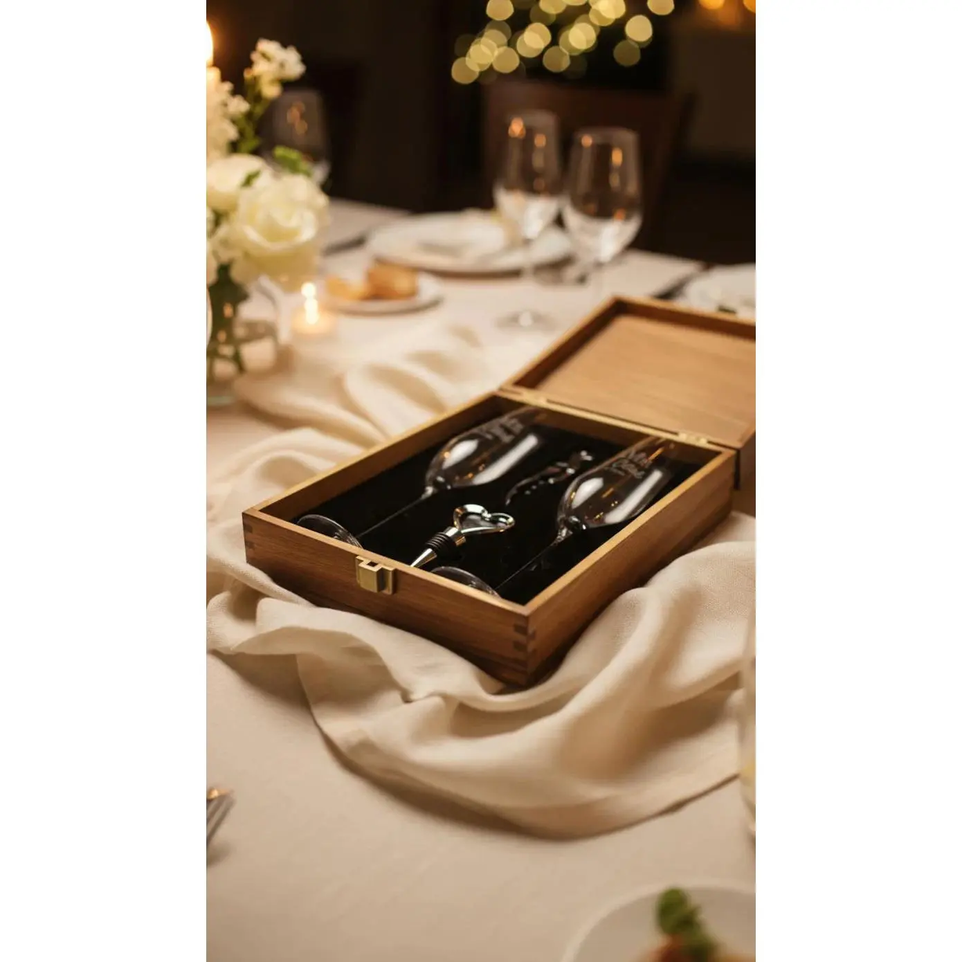 Personalized Champagne Flute Glasses - Set of 2 Engraved Crystal Wedding Gifts