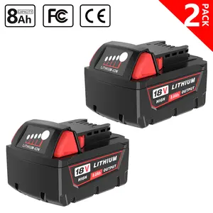 2Pack 18V 8.0Ah Lithium-Ion Battery Replacement for Milwaukee MK18 Tools 48-11-1850 48-11-1840 48-11-1852 48-11-1815 High Capacity Cordless Power Tools