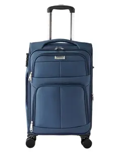 20-Inch Softside Expandable Carry-On Luggage with 8-Wheel Spinner System, Telescopic Handle, Lightweight Durable Fabric, Airline-Approved Blue Carry-On Suitcase for Travel, Weekend Getaways and Business Trips