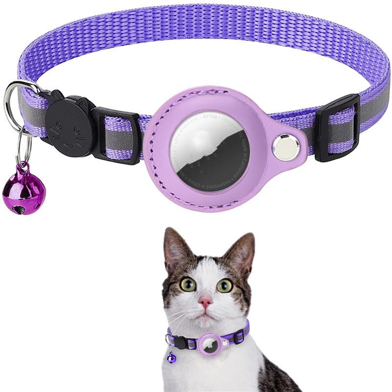 Nylon Collar Reflective Waterproof Holder Case for Airtag Air Tag - Cat Dog Kitten Puppy - Solid Color - Four Seasons Universal