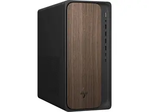 HP OmniDesk M03-0010 AI Desktop Computer, Intel Core Ultra 5 225 3.3GHz, 16GB RAM, 512GB SSD, Windows 11 Home, Jack Black/Dark Wood