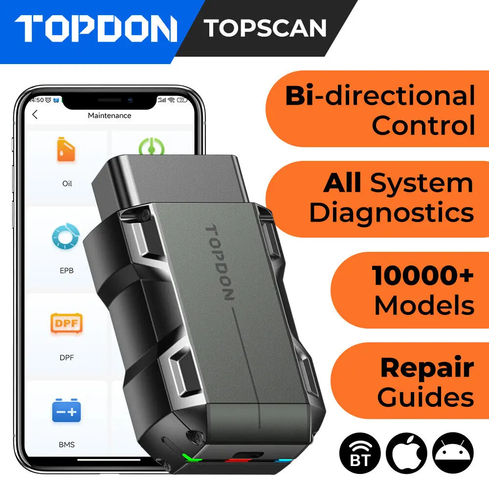 TOPDON TopScan Lite OBD2 Scanner Diagnostic Tool Full System 8+ Popular Functions Bi-directional Control For vehicle TOPDON TopScan Lite OBD2 Scanner Diagnostic Tool Full System 8+ Popular Functions Bi-directional Control For vehicle