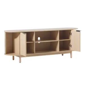 Walker Edison WECHL21604CO1 22 x 15.75 x 60.13 in. Chloe Modern Reeded TV Stand, Coastal Oak
