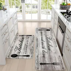 Vintage Kitchen Cushioning Carpet, Anti-stain Non-slip Kitchen Carpet and Mat Farmhouse Soft Absorbent Kitchen Carpet Cushioning Kitchen Floor Mat Comfortable Standing Mat for Kitchen Home