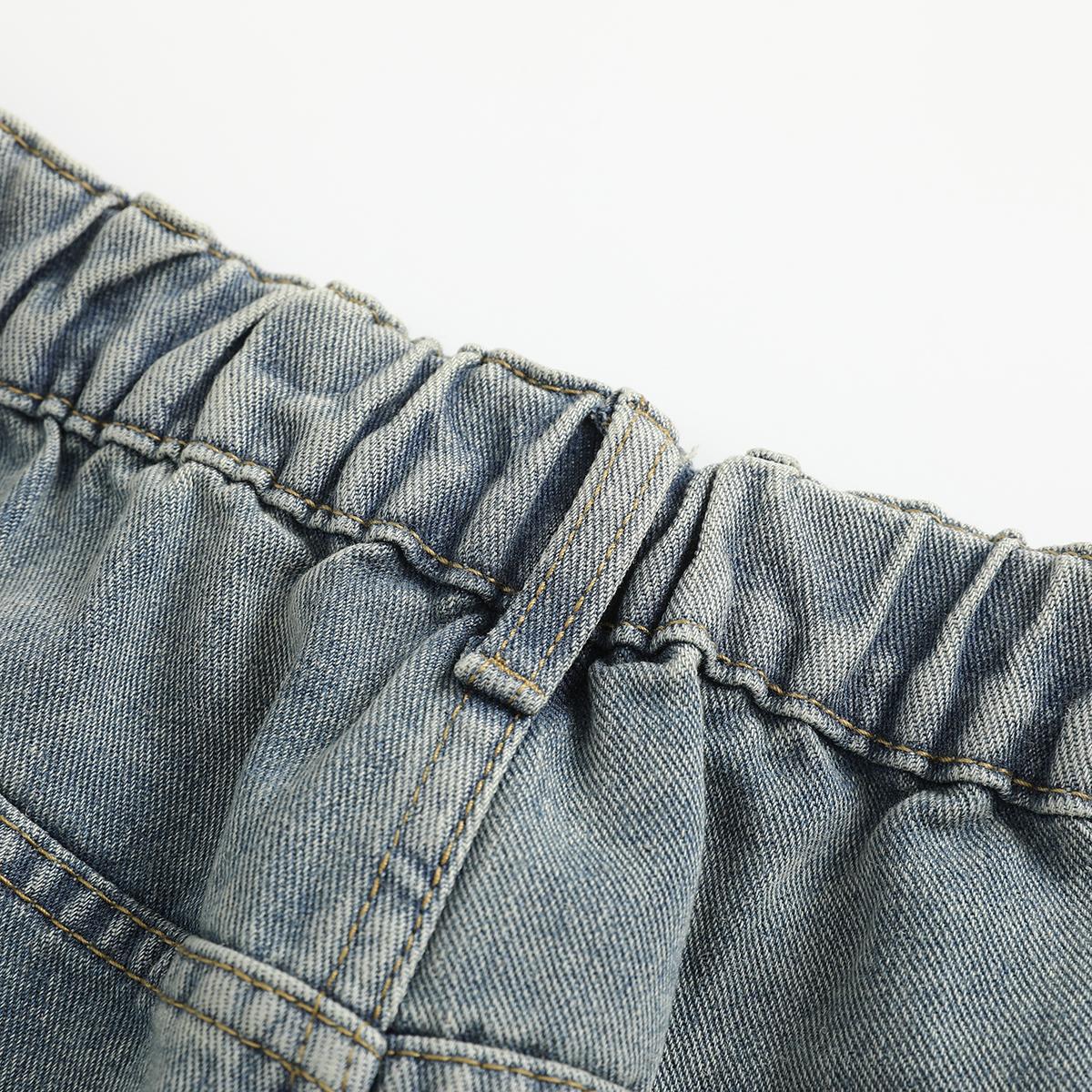 Men's Dark Gray Washed Plain Menswear Baggy Jeans - Elastic Waistband, Wide Straight Legs, Vintage Hip-Hop Swag Clothes, Plus Size Men's Clothing Casual Long Streetwear Pants