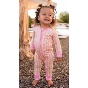 Infant Romper in Lemonade Stripes