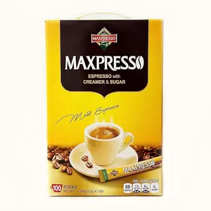 Moccona Maxpresso 3-in-1 Korean Instant Espresso Mix Beverage - 100 Single-Serve Sticks with Creamer and Sugar, Youth-Focused Premium Gourmet Coffee, Rich Flavor for Hot or Iced Drinks