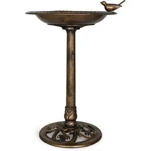 Backyard Expressions Patio · Home · Garden Outdoor Garden Bird Bath- Bronze- Weather Resistant Polyresin-30 Inch-Backyard Expressions