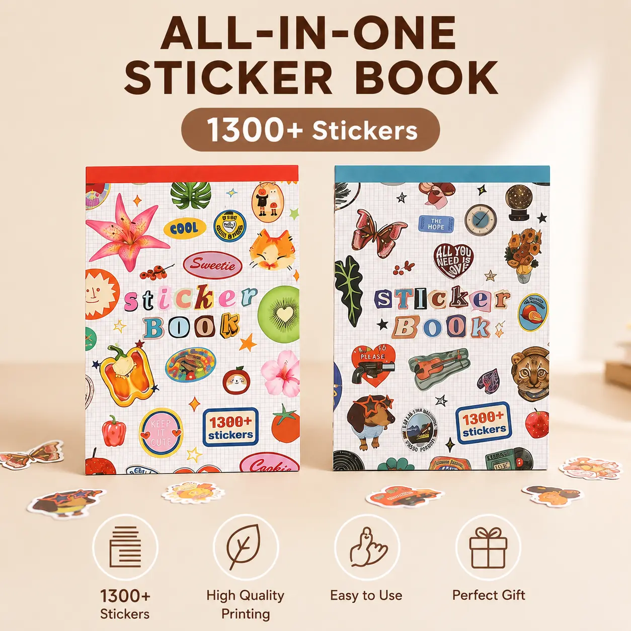 1300+ Cute Sticker Book for Kids & Teens | Aesthetic Scrapbook Stickers for Journaling, Planner, Laptop, Water Bottle & Crafts