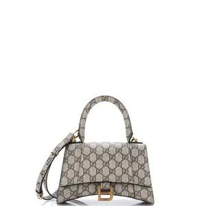 Pre-owned GUCCI Canvas Coated Shoulder Bags x Balenciaga The Hacker Project Hourglass Top Handle Bag GG Coated Canvas Small by Rebag