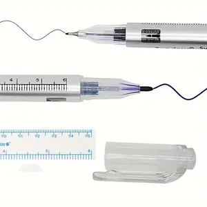 Double Head Surgical Eyebrow Tattoo Skin Marker Pen, Tools & Accessories, Cosmetic Tattoo Marker Pen with Measuring Ruler, Microblading Essentials