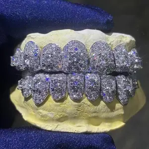925 Sterling Silver Jumbo center stone Custom Moissanite Perm Cut Grillz