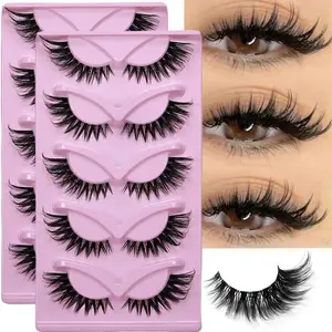 10Pairs/2Pack Cat Eye False Eyelashes Set Wispy Fluffy Strip Lashes Soft Reusable Lash Extensions for Women Daily & Party Makeup
