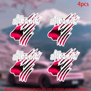 Albania Flag Stickers, 4pcs Vinyl Decals for Car Doors Windows Laptops Furniture Bumpers, Durable Adhesive Material