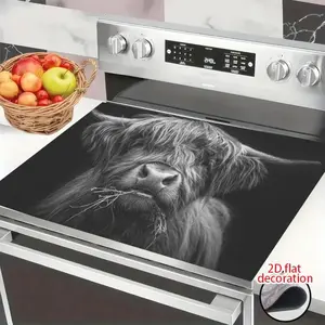 JOYFINITY 1-Piece Oversized Stove Cover, Heat-Resistant and Anti-Slip Kitchen Countertop Cover with Black and White Highland Cow Design, Scratch-Resistant Stove Cover Suitable for Gas or Oven Stoves, Electric Stoves,