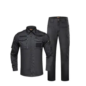 Camouflage Suit Men Wear-Resistant Outdoor Instructor Long-Sleeved Tactical Suit Black Work Clothes Military Uniform