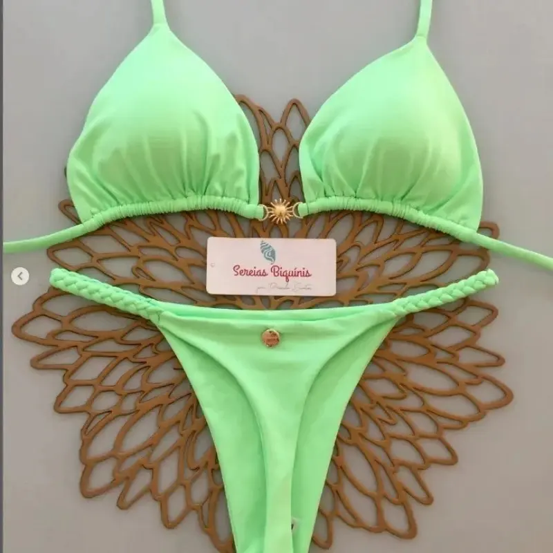 Print Sexy Bikini Sets Halter Lace-up Tops Thongs Beach Style Bathing Suit Y2k Swimsuits Women Beachwear Women's Swimsuit 2025 micro bikini