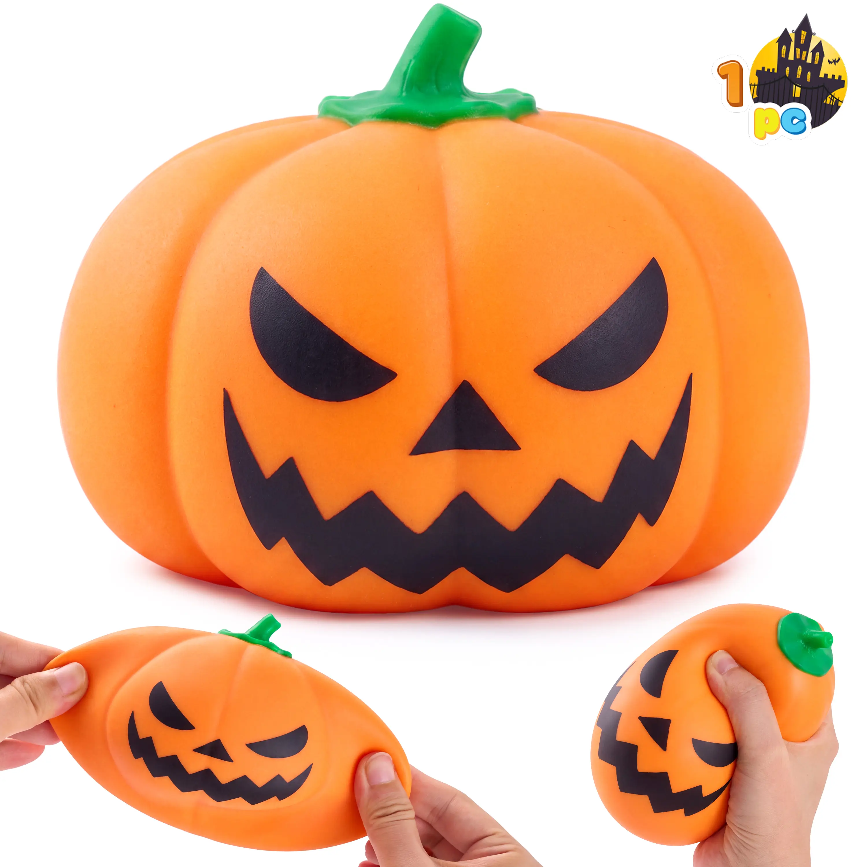 JOYIN Jumbo Pumpkin Stress Relief Toy,1PCS,Halloween Toys for Halloween Party Favors, Halloween Sensory Stress Relief Toys Bulk, Trick or Treats Classroom Prizes Gifts Goodie Bag Fillers