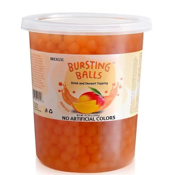 BREXONIC Popping Boba Pearls Bursting Tea Balls Drink & Dessert Topping Strawberry Mango Blueberry Passion Fruit Flavored Bubble Tea Tapioca Pearls (Mango, 2 LB 1 Pack)